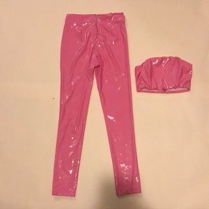 K TOO Hot Pink Latex top and pants